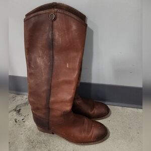 Frye Ladies 6.5 B Melissa Button 2 Tall Cognac Brown Western Boots 3475449-COX